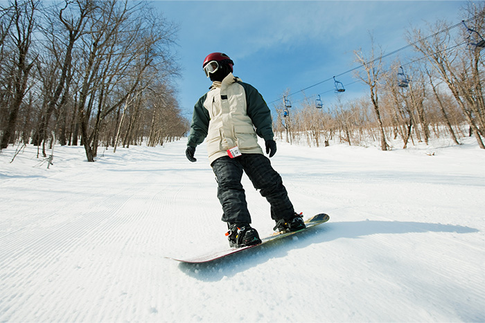 snowboarding near lift