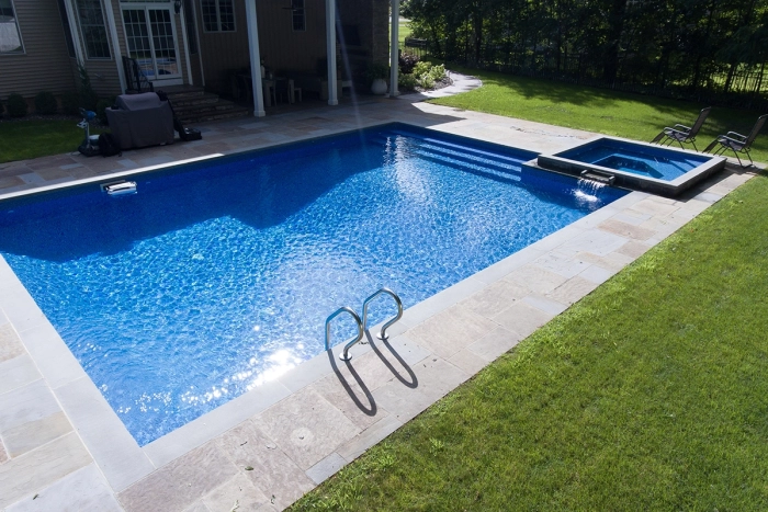side view of an in ground pool